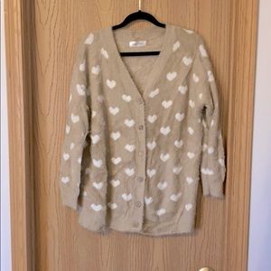 Fuzzy Heart Cardigan
